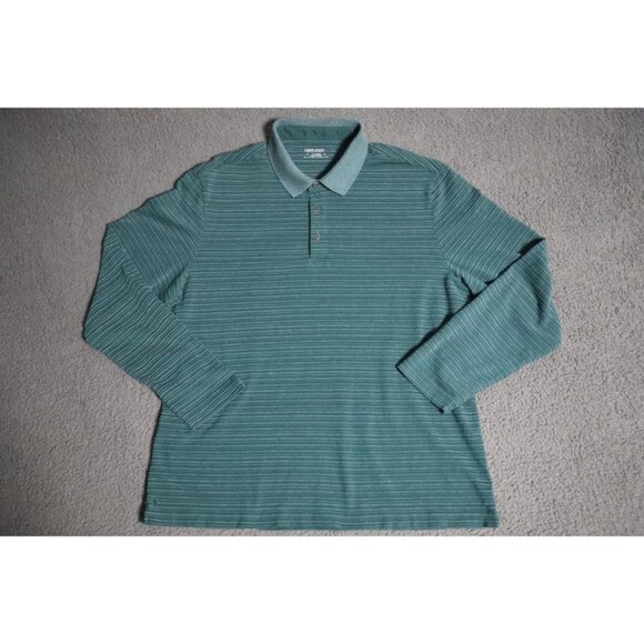 Untuckit Miro Polo Shirt Mens XL Green Striped Spread Collared Logo Embroidered - Picture 1 of 9